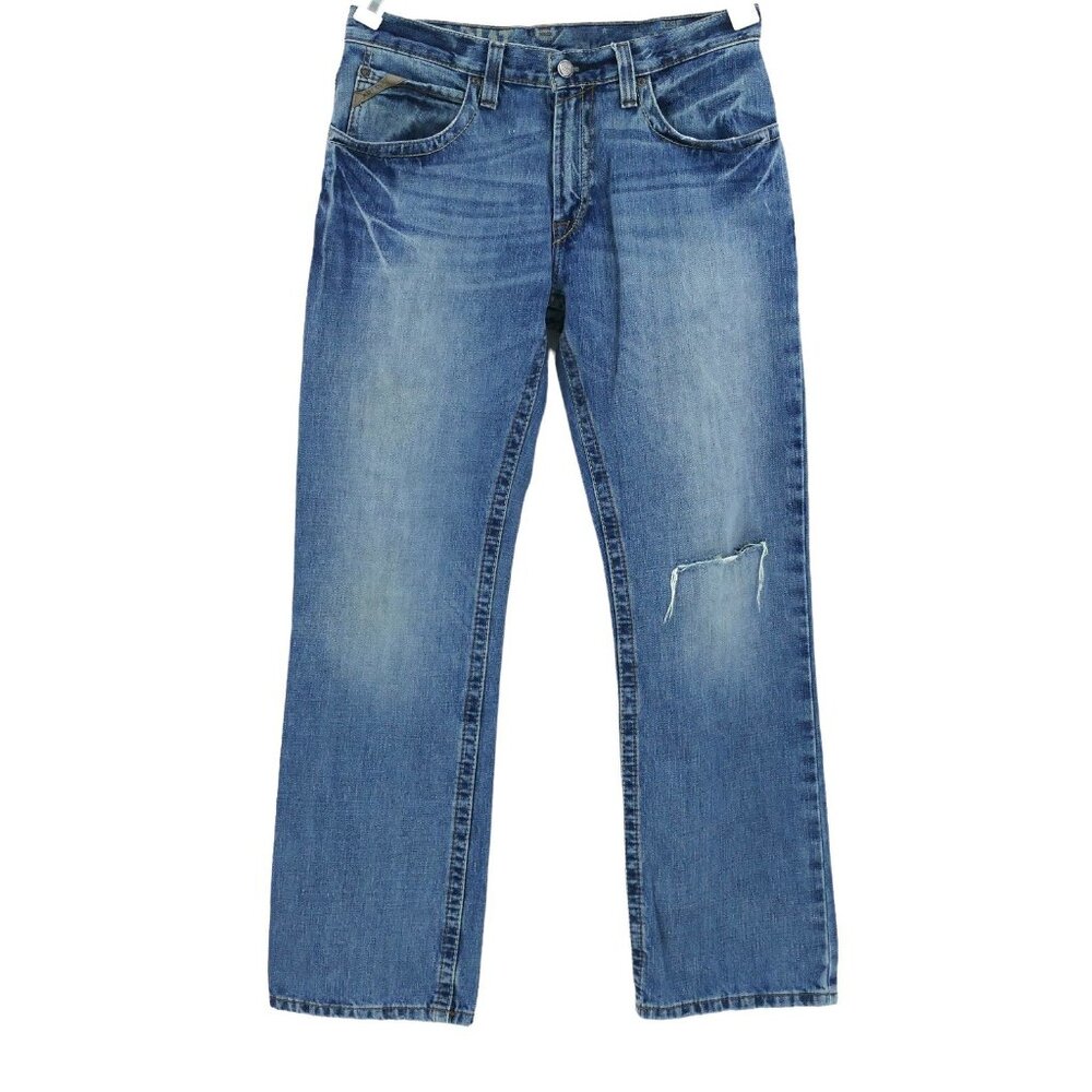 Ariat M4 Men's Denim Blue Jeans LOW RISE BOOT CUT Size 32x32 Distressed